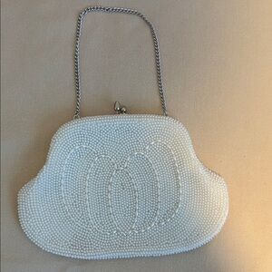 Vintage Beaded Evening Clutch with Chain Shoulder Strap